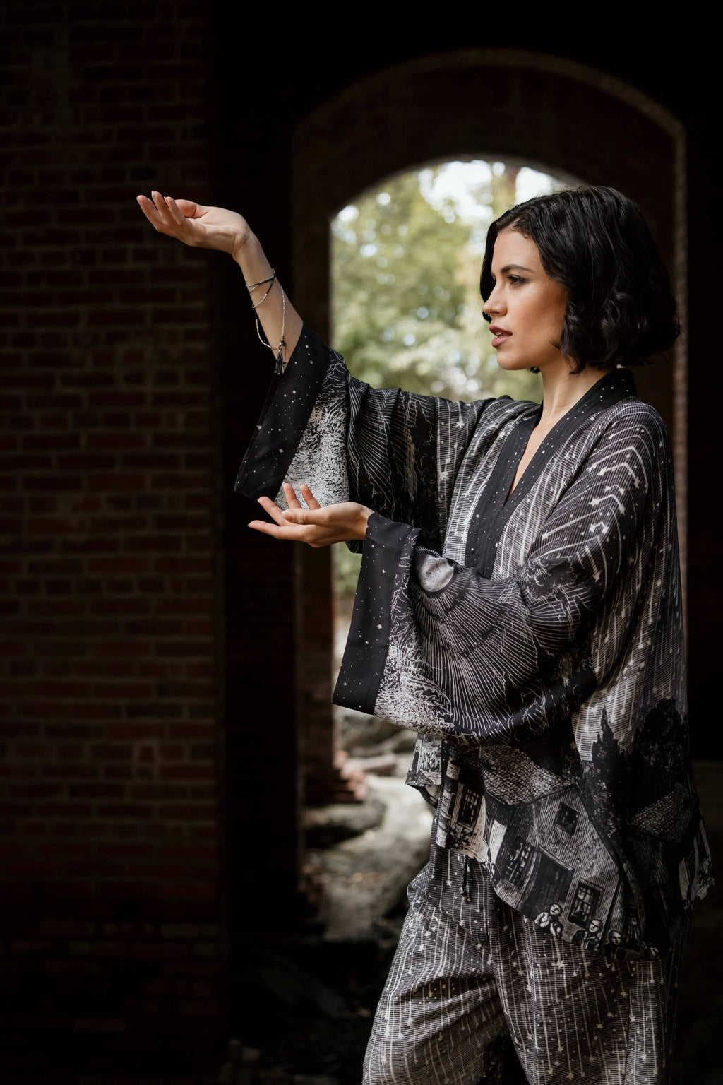 Stargazer Pixie Duster Cropped Kimono w/ Falling Stars