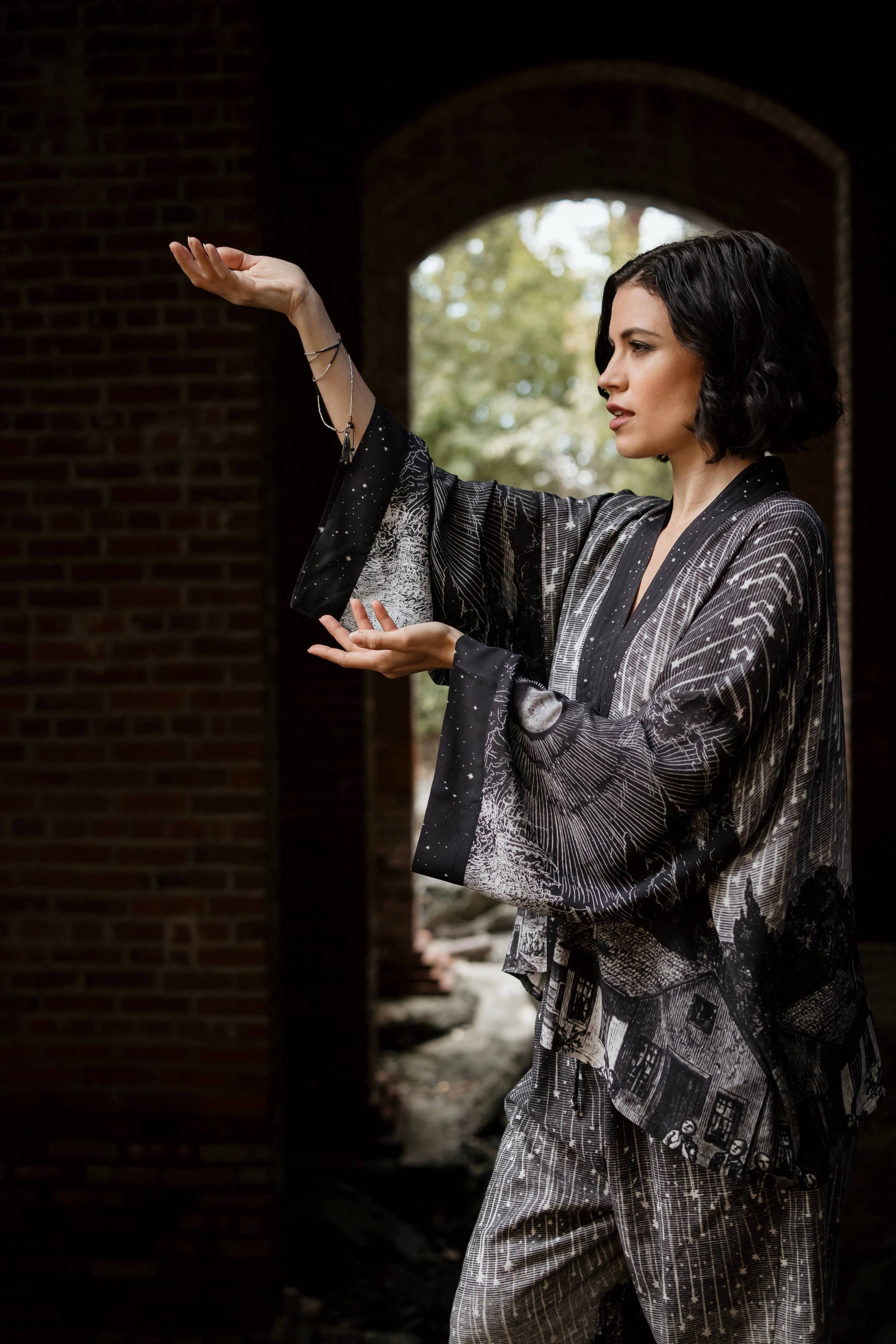 Stargazer Pixie Duster Cropped Kimono w/ Falling Stars