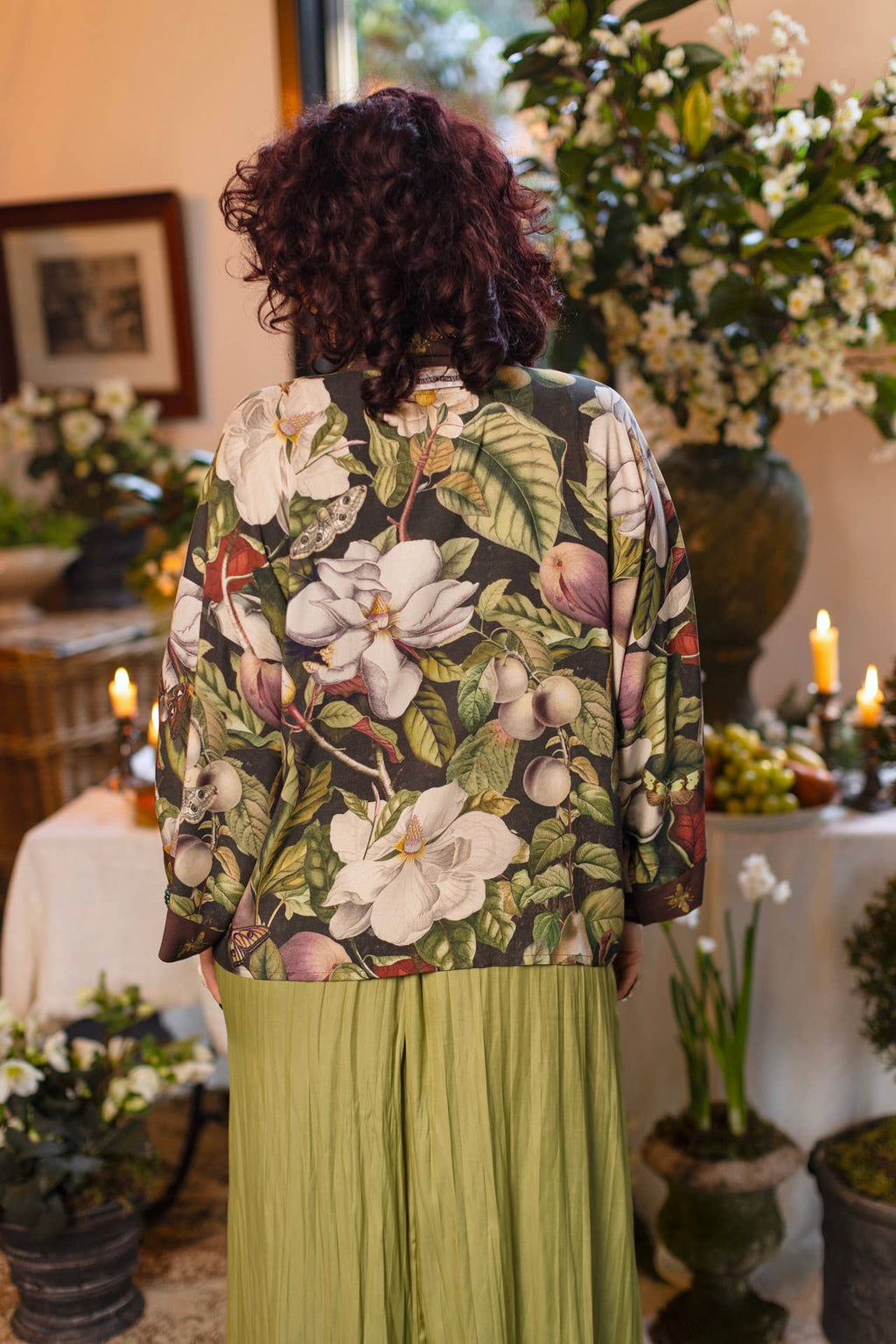 Fleur De Lune Pixie Duster Crop Kimono w/ Florals & Bees