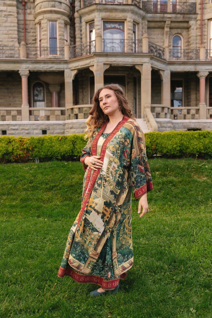 Pre-order-Wildheart Opera Duster Kimono Robe w/ Unicorn & Castle