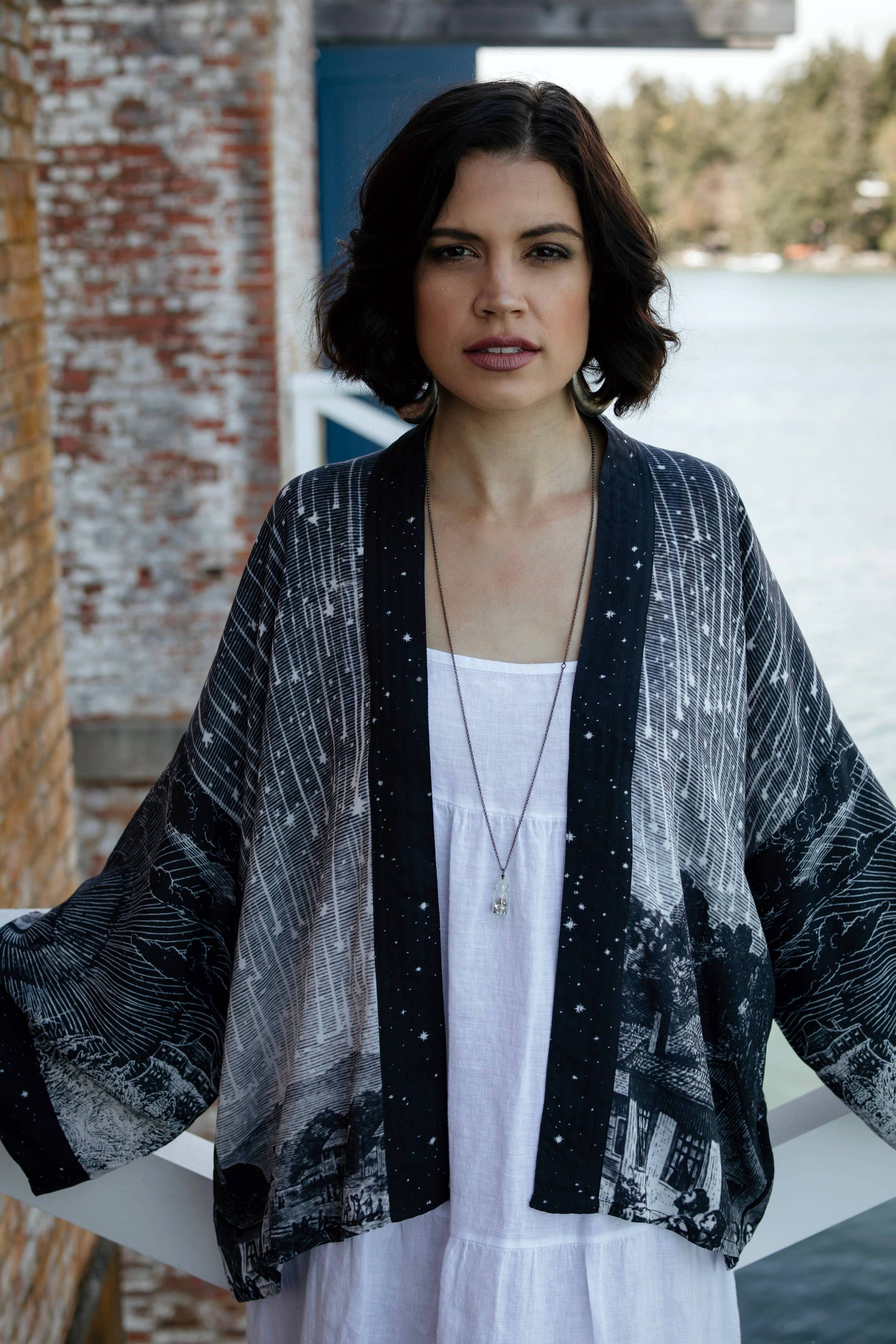 Stargazer Pixie Duster Cropped Kimono w/ Falling Stars