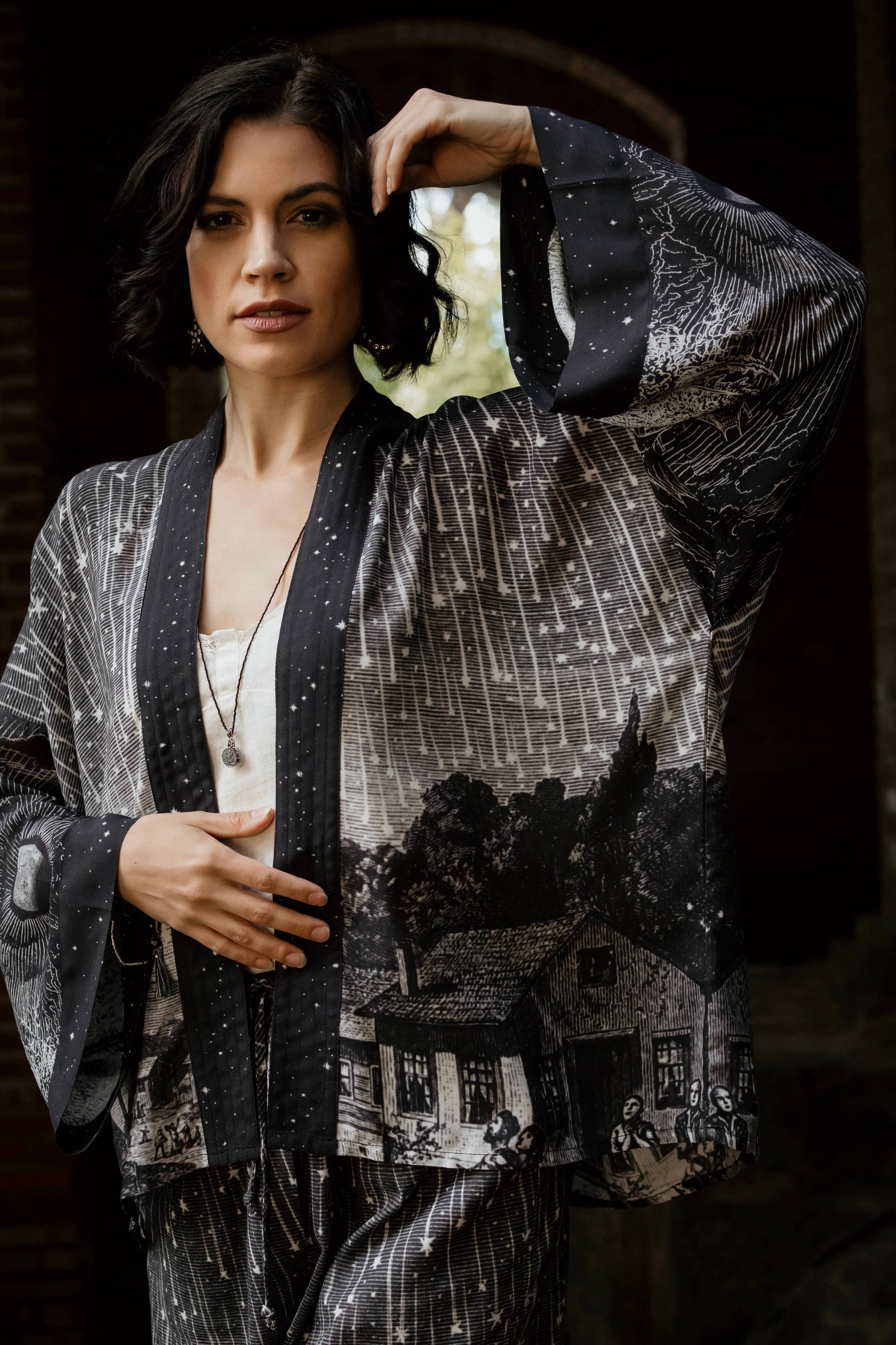 Stargazer Pixie Duster Cropped Kimono w/ Falling Stars