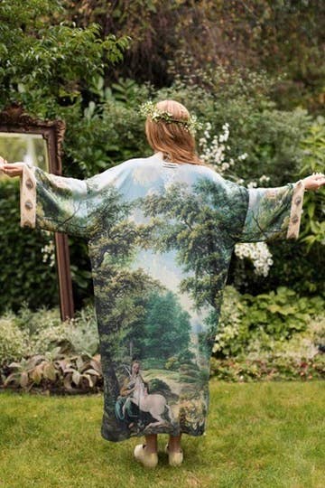 The Mythmaker Opera Duster Kimono Robe w Landscape & Unicorn