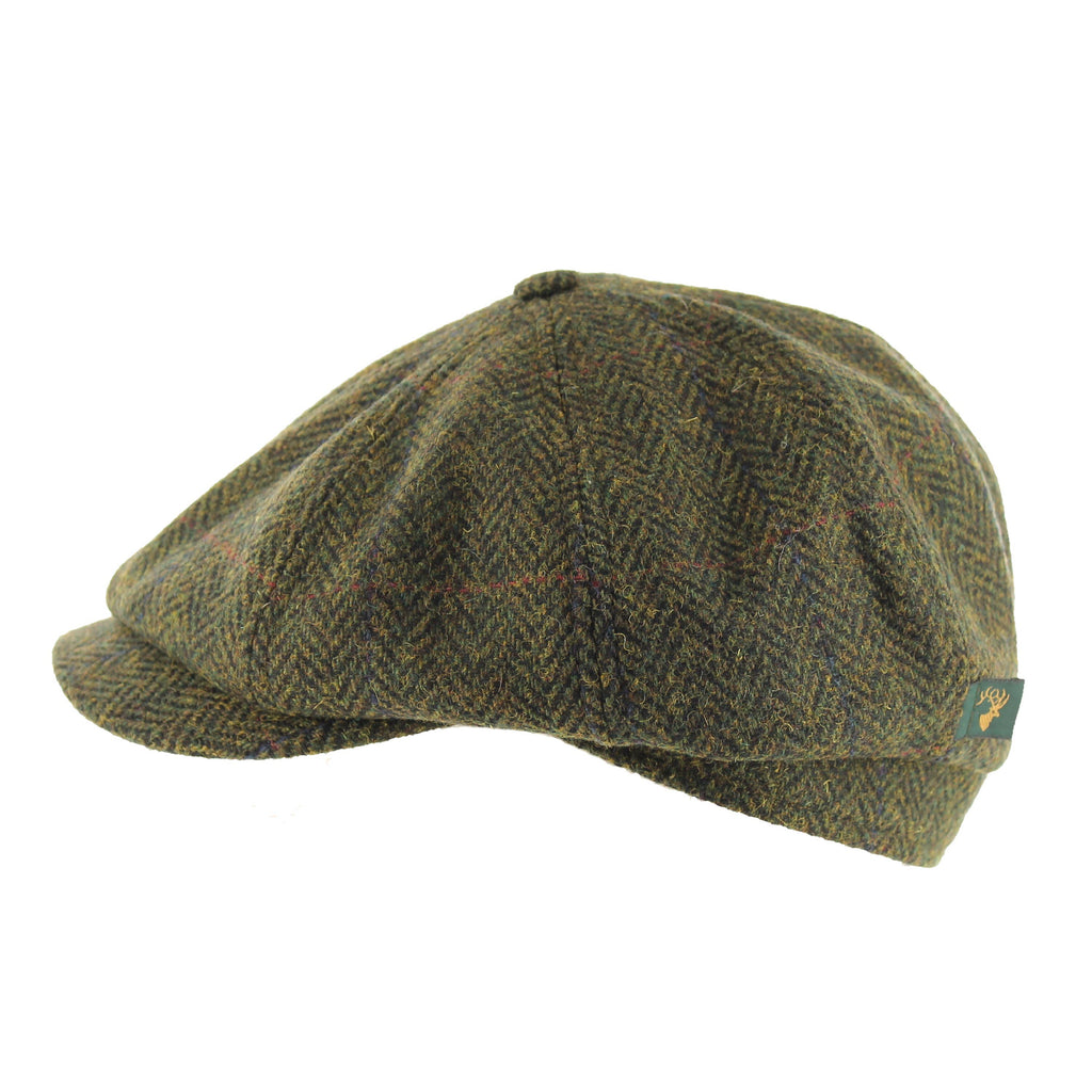 Driving Cap in Olive Green  100% Wool TweedXL