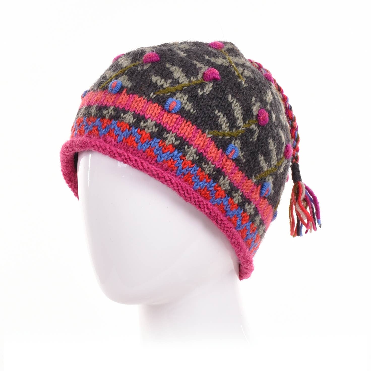Verbier Floral Wool Beanie Hat with Embroidery