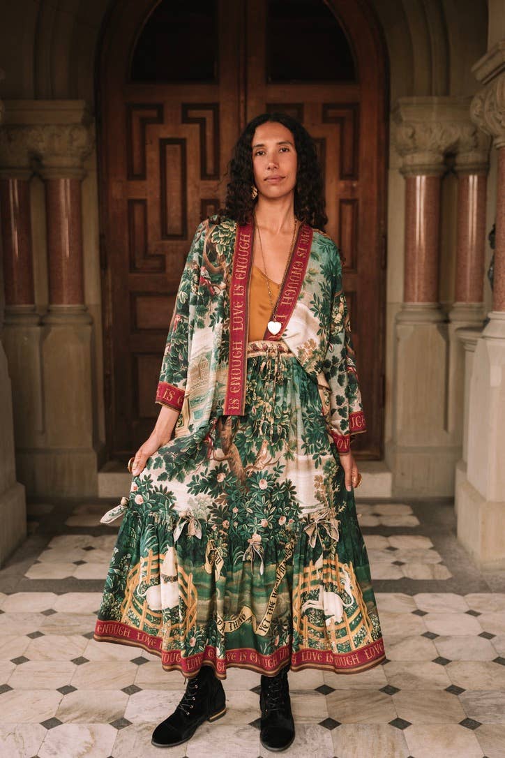Wildheart Pixie Duster Cropped Kimono w/ Unicorn & Castle