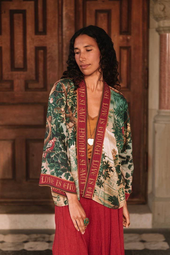 Wildheart Pixie Duster Cropped Kimono w/ Unicorn & Castle
