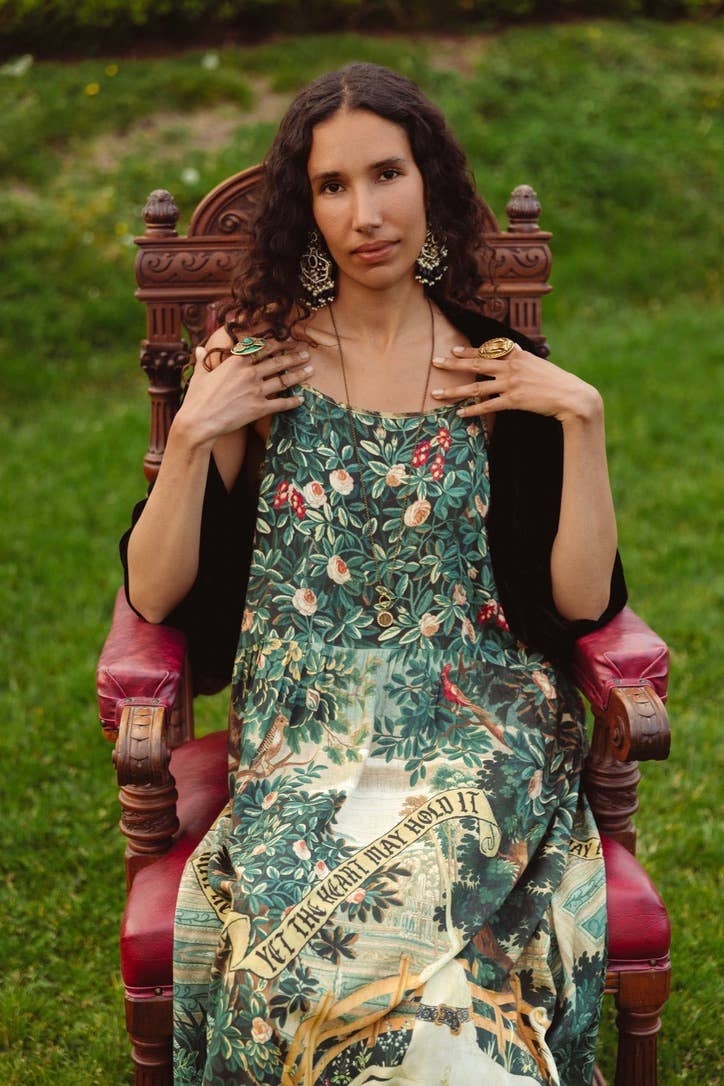 Pre-Order-Wildheart Bohéme Long Maxi Slip Dress w/ Unicorn & Castle: L/XL