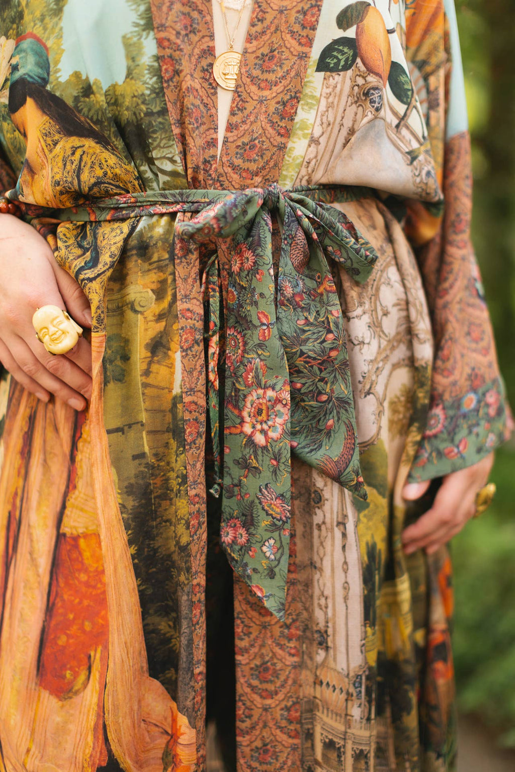 Market of Stars Duster- Secret Garden Long Duster Bamboo Robe with Swan