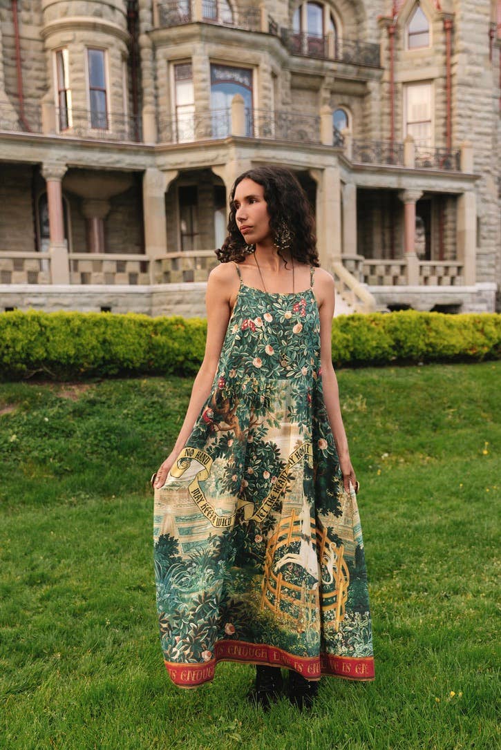 Pre-Order-Wildheart Bohéme Long Maxi Slip Dress w/ Unicorn & Castle: L/XL