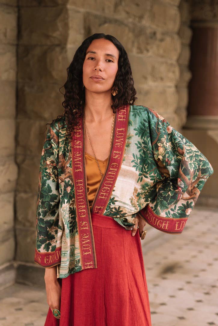 Wildheart Pixie Duster Cropped Kimono w/ Unicorn & Castle