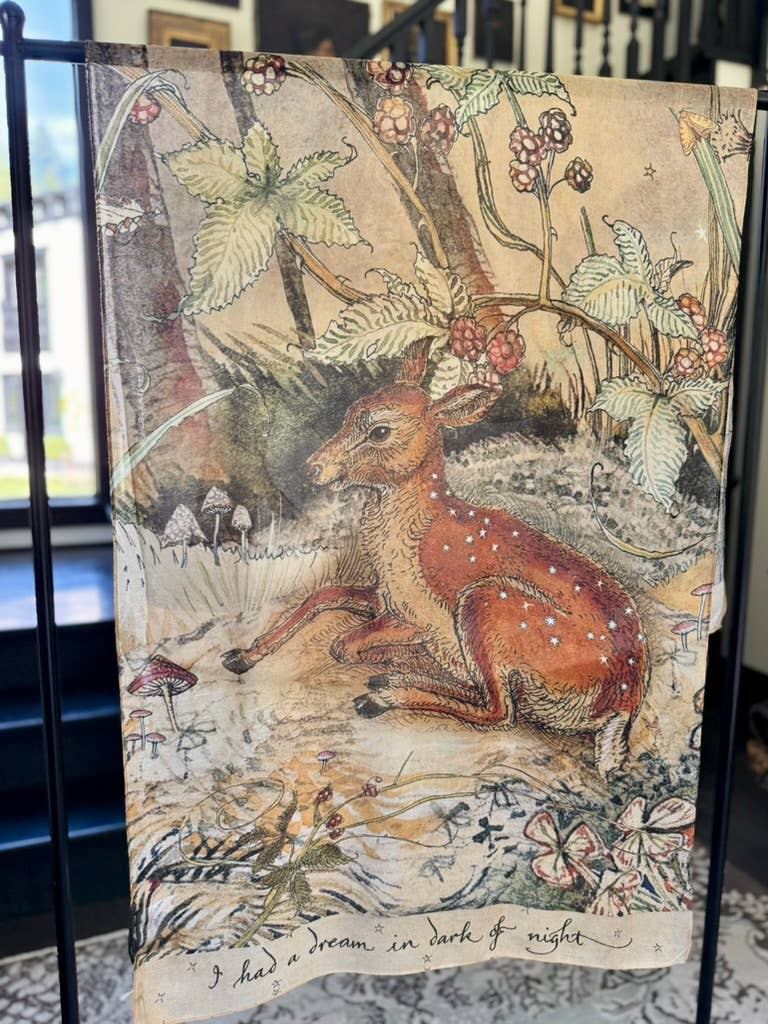 Market of Stars Lovelight Scarf with Woodland Deer, Swallow & Poetry