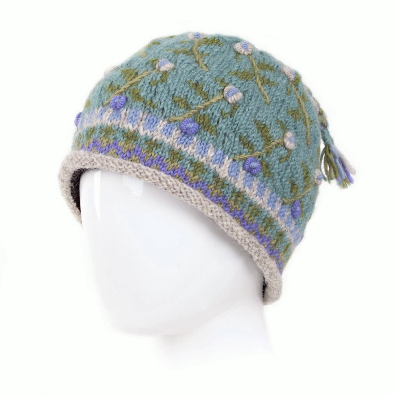 Verbier Floral Wool Beanie Hat with Embroidery