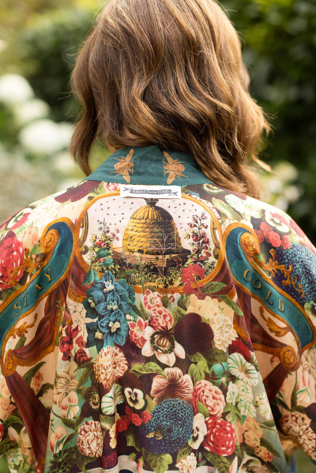 Stay Gold Pixie Duster Cropped Kimono w/ Rabbit, Bees