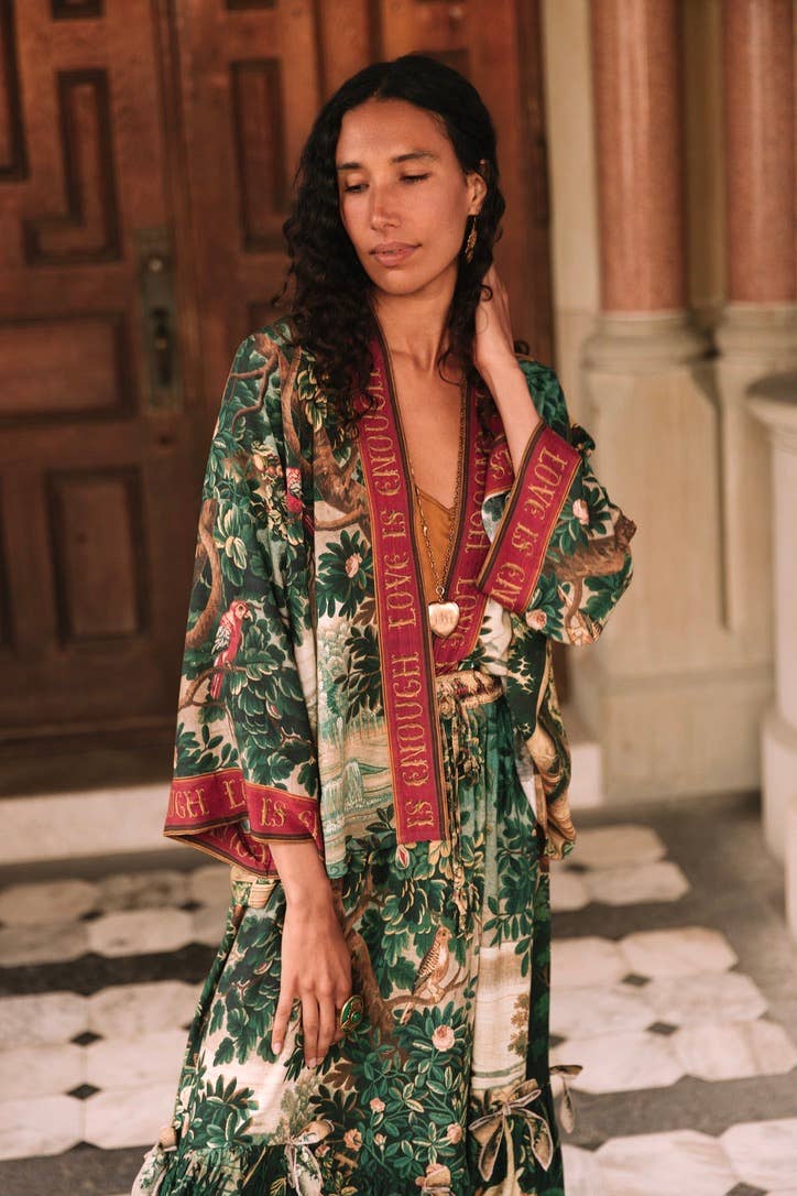 Wildheart Pixie Duster Cropped Kimono w/ Unicorn & Castle
