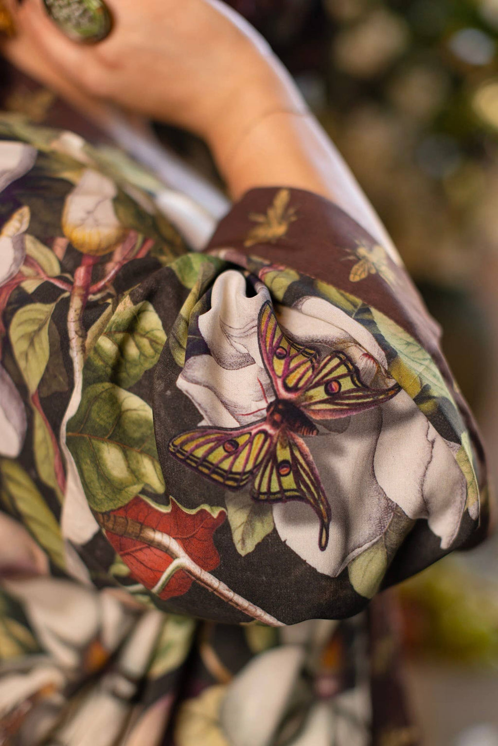 Fleur De Lune Pixie Duster Crop Kimono w/ Florals & Bees