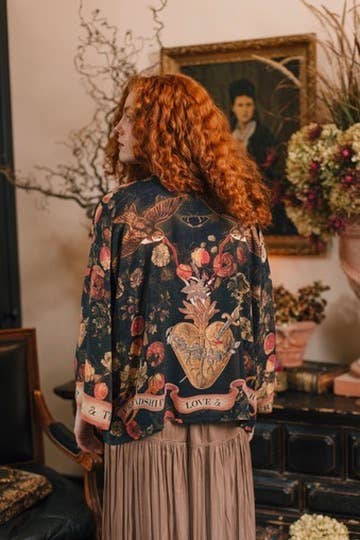 Heart of Gold Pixie Duster Crop Kimono w/ Sacred Heart