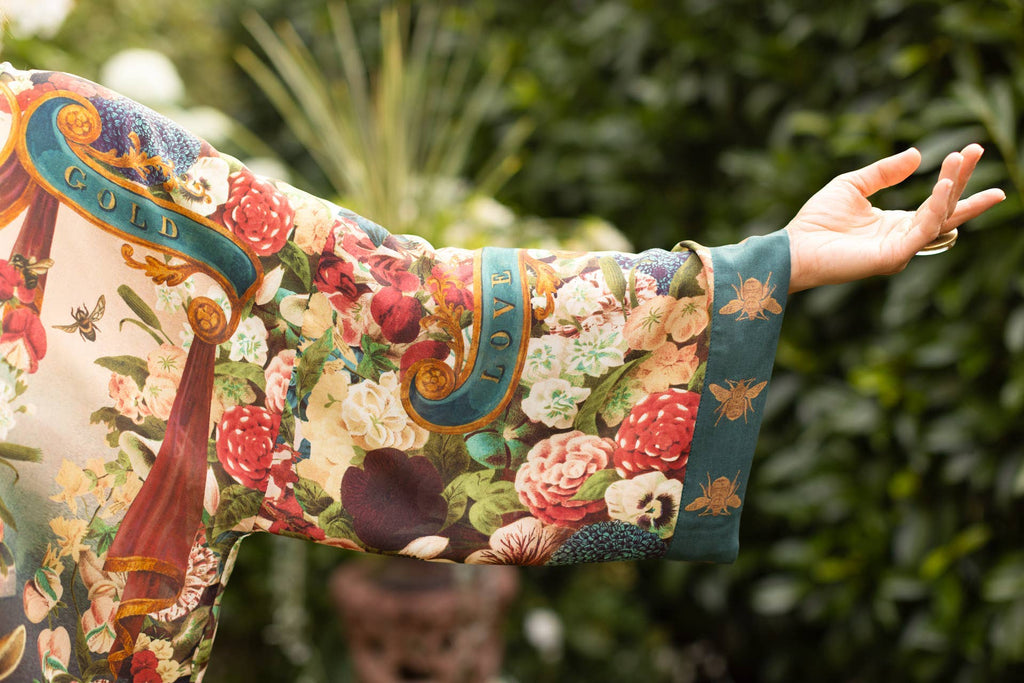 Stay Gold Pixie Duster Cropped Kimono w/ Rabbit, Bees