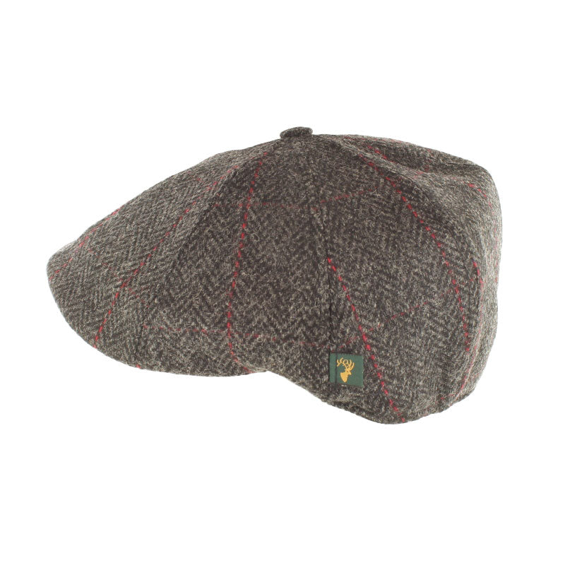 Killarney Pub Cap Charcoal and Black Check with Red