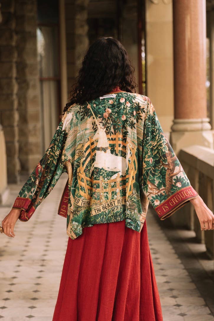 Wildheart Pixie Duster Cropped Kimono w/ Unicorn & Castle