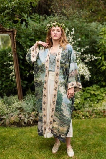 The Mythmaker Opera Duster Kimono Robe w Landscape & Unicorn