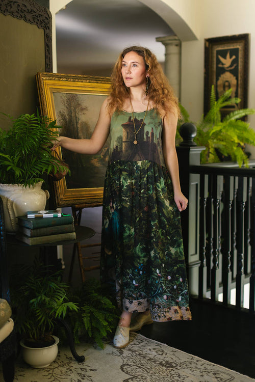 Bella Notte Bohéme Bamboo Slip Dress with Moon and Rabbit: S/M (fits approx. size 6-10)