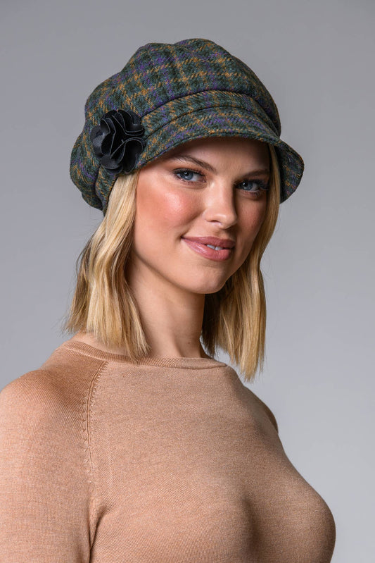 Ladies' Newsboy Cap in Black, Blue and Gold