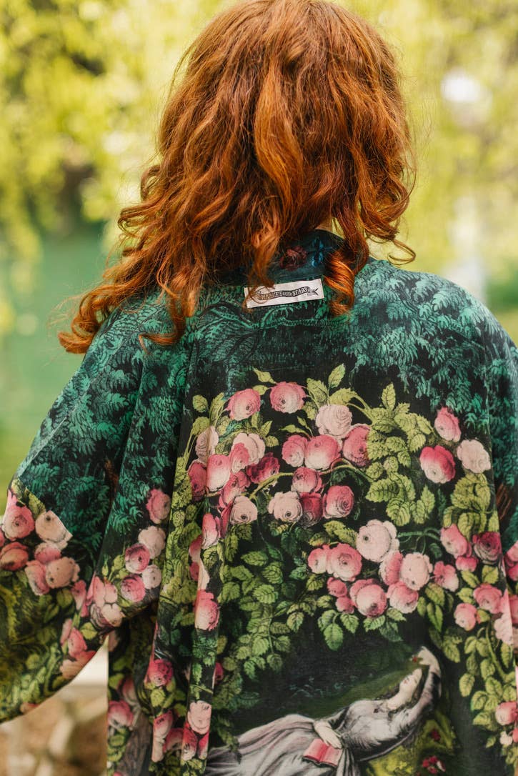 The Daydreamer Matinée Duster Kimono w/ Florals & Rabbits
