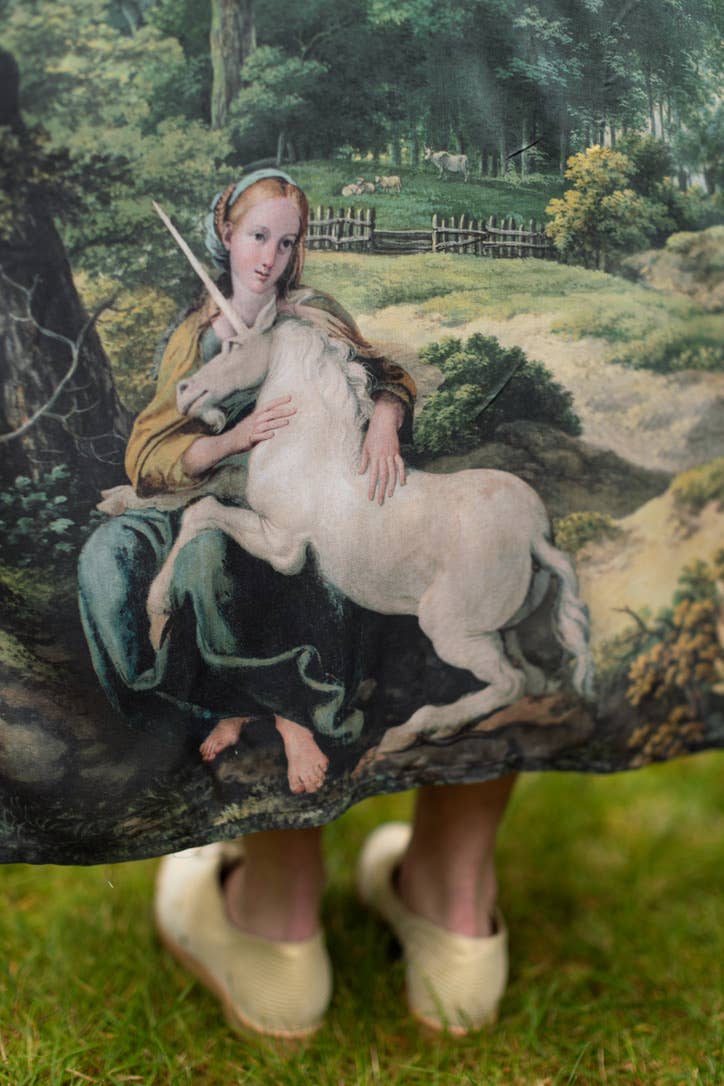 The Mythmaker Opera Duster Kimono Robe w Landscape & Unicorn