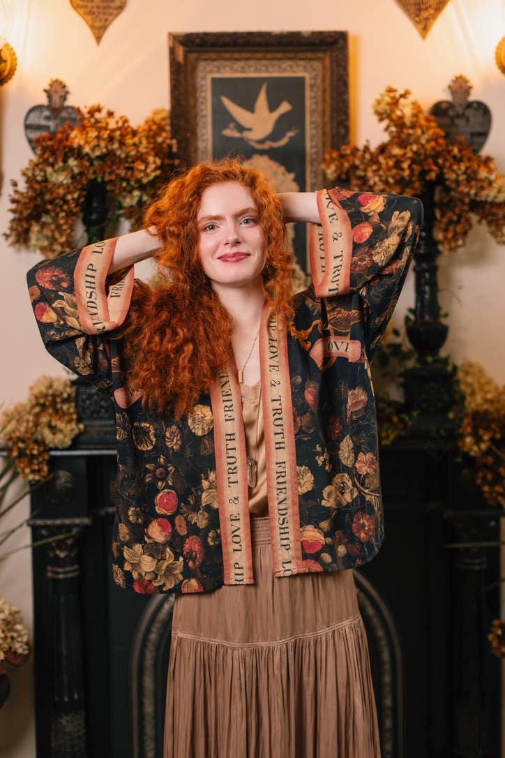 Heart of Gold Pixie Duster Crop Kimono w/ Sacred Heart