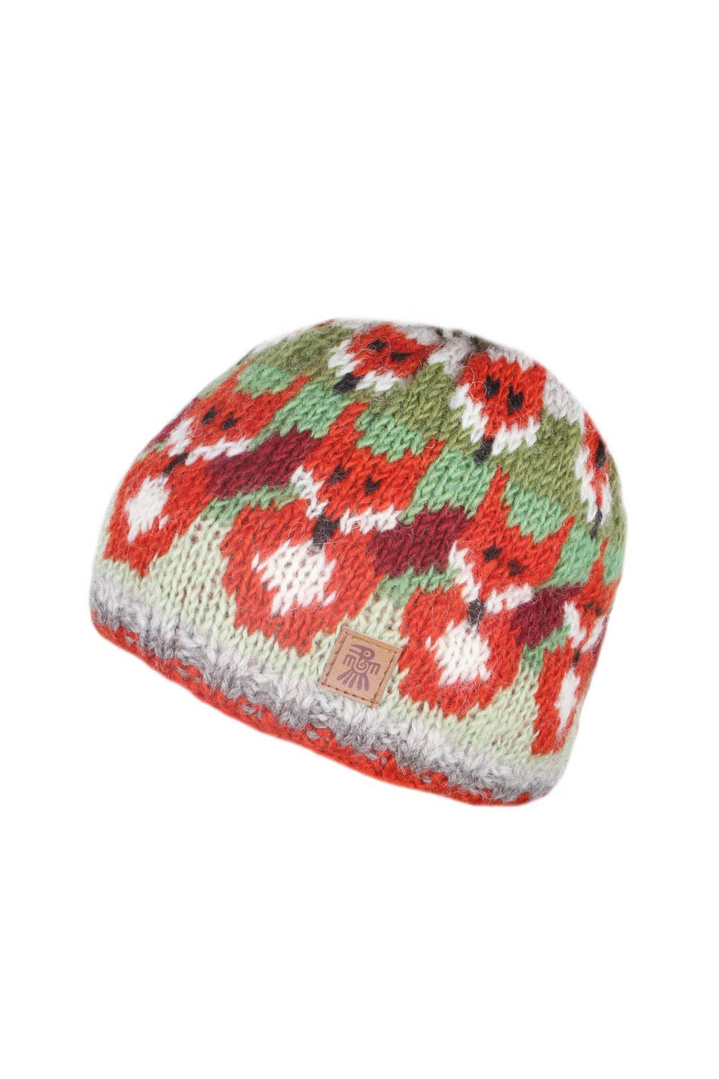 Skulking Foxes Fair Isle Wool Knit Beanie Red Orange: One Colour