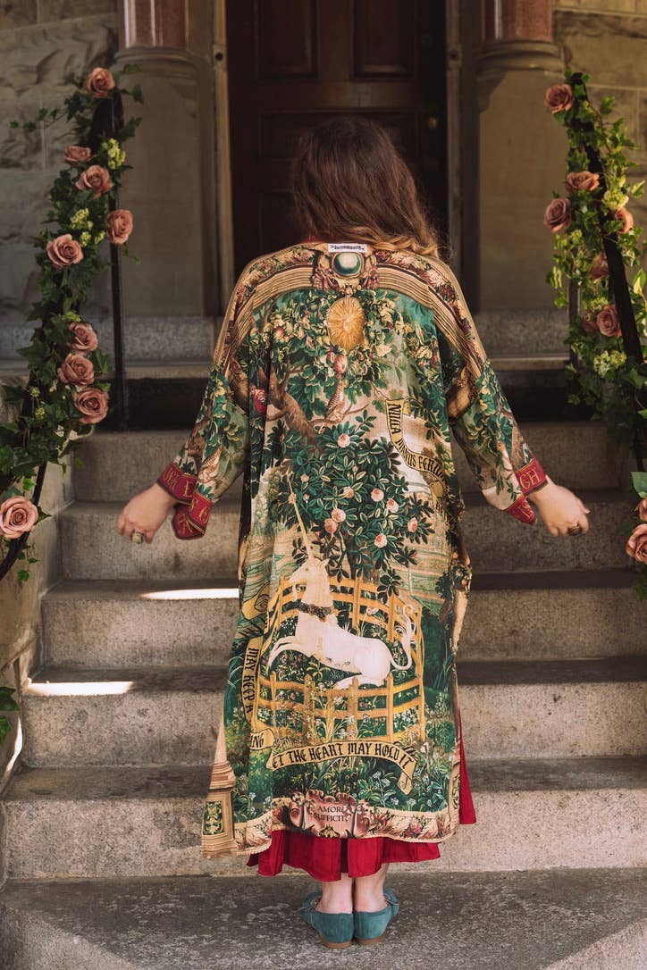 Pre-order-Wildheart Opera Duster Kimono Robe w/ Unicorn & Castle