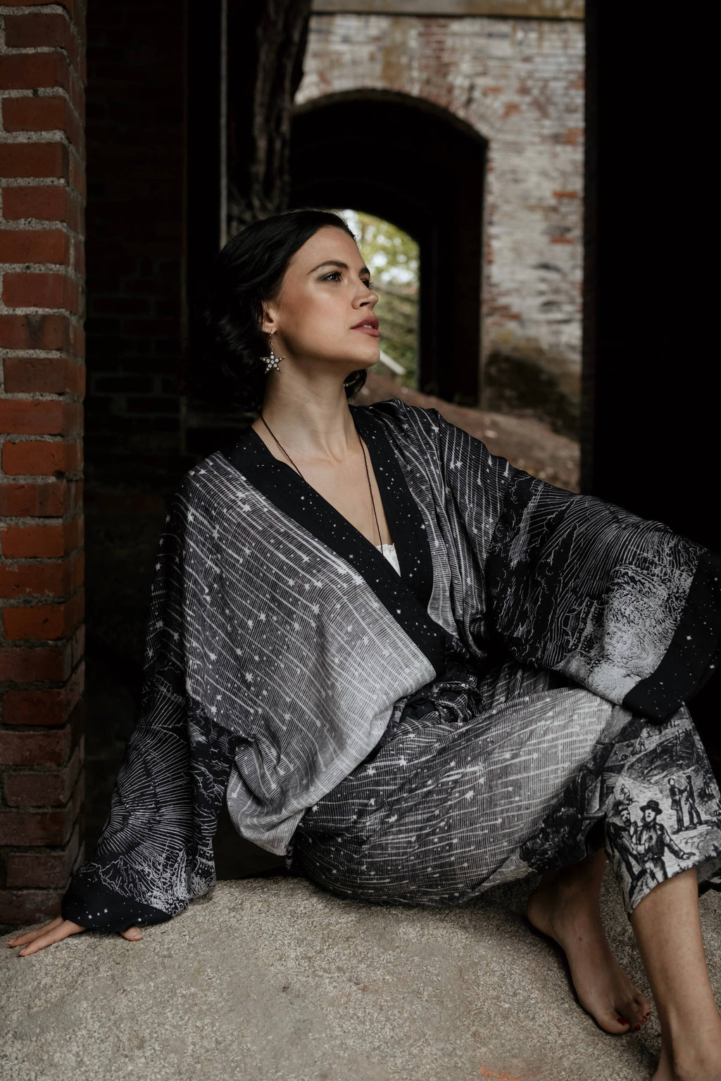 Stargazer Pixie Duster Cropped Kimono w/ Falling Stars