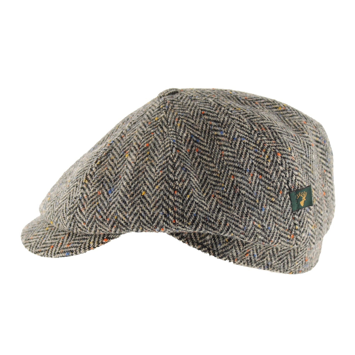 Driving Cap- Herringbone with Colour Flecks