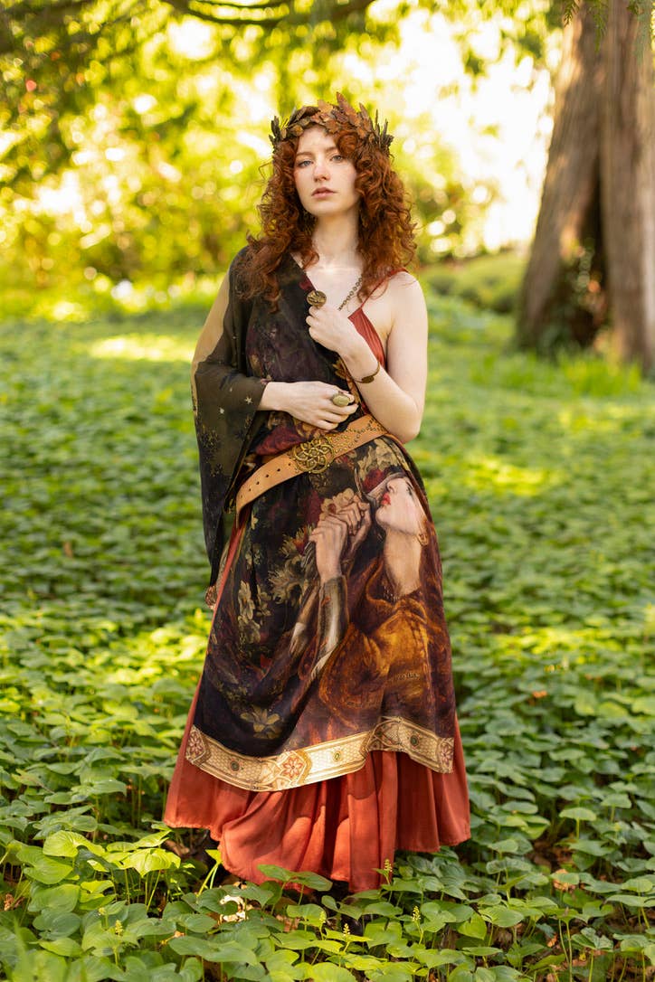 Market of Stars The Messenger Scarf with Joan of Arc, Florals & Fox