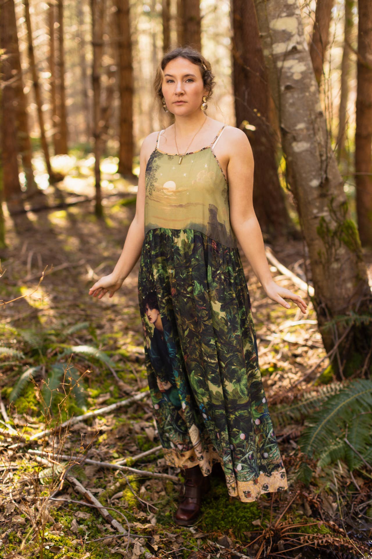 Bella Notte Bohéme Bamboo Slip Dress with Moon and Rabbit: S/M (fits approx. size 6-10)