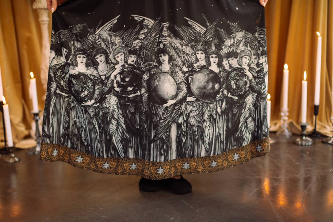 Pre-Order- The Guardians Bohéme Slip Maxi Dress w/ angels, moon & stars: L/XL (fits approx. size 12-16)