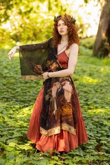 Market of Stars The Messenger Scarf with Joan of Arc, Florals & Fox