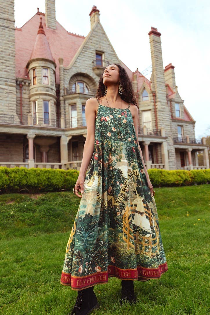 Pre-Order-Wildheart Bohéme Long Maxi Slip Dress w/ Unicorn & Castle: L/XL