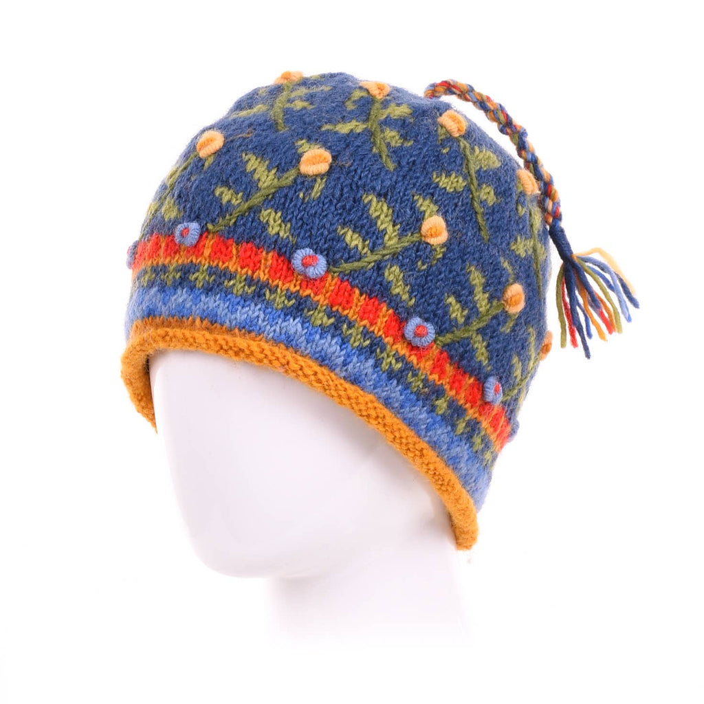 Verbier Floral Wool Beanie Hat with Embroidery