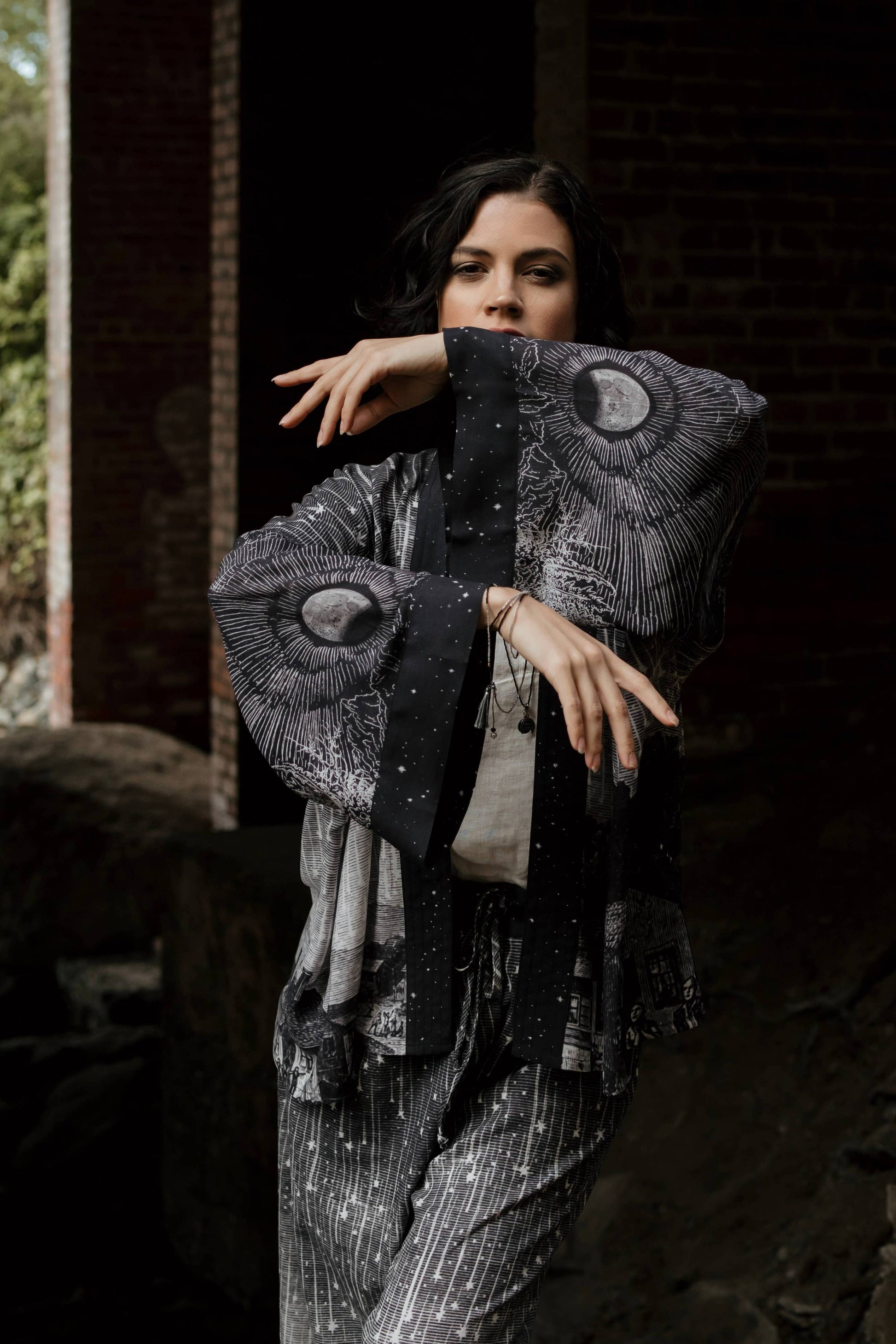 Stargazer Pixie Duster Cropped Kimono w/ Falling Stars
