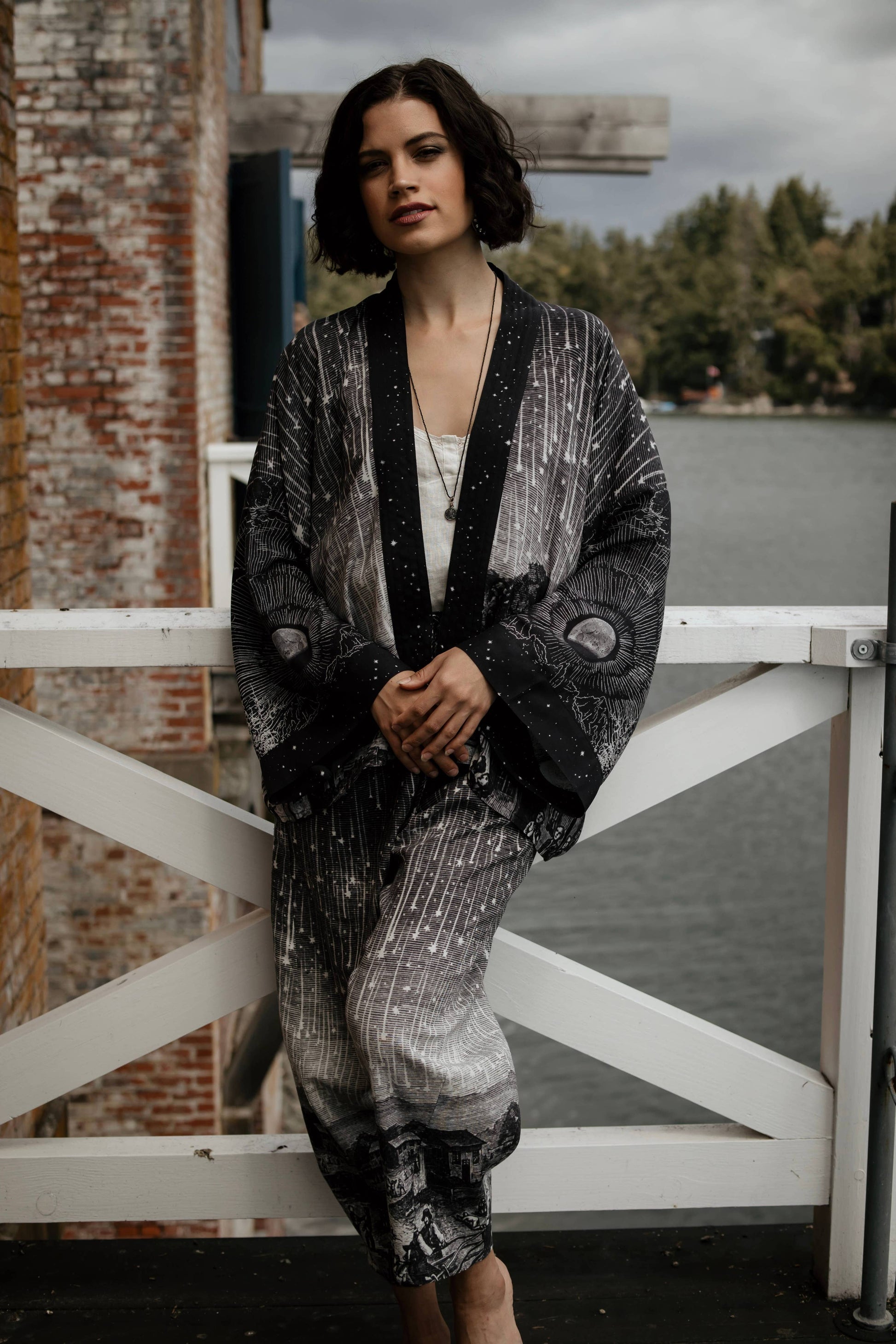 Stargazer Pixie Duster Cropped Kimono w/ Falling Stars