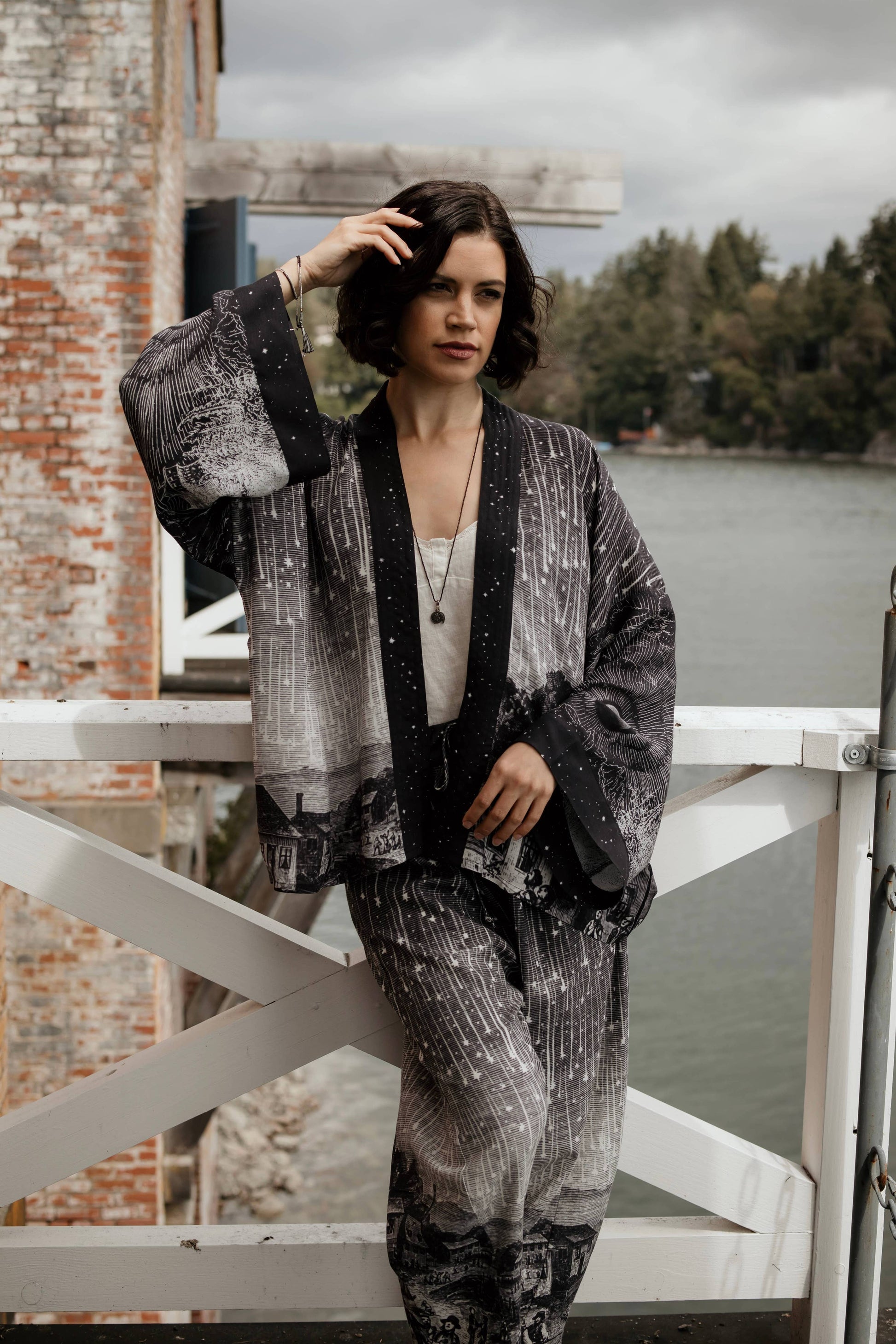 Stargazer Pixie Duster Cropped Kimono w/ Falling Stars