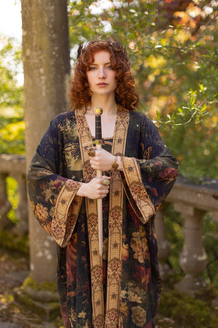 The Messenger Opera Duster Robe with Joan of Arc & Florals