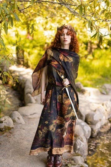 Market of Stars The Messenger Scarf with Joan of Arc, Florals & Fox