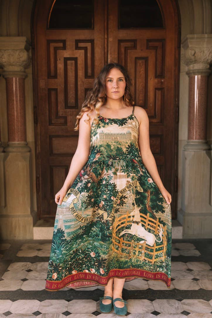 Pre-Order-Wildheart Bohéme Long Maxi Slip Dress w/ Unicorn & Castle: L/XL