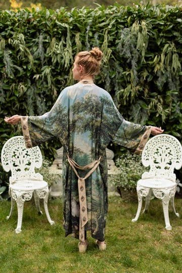 The Mythmaker Opera Duster Kimono Robe w Landscape & Unicorn