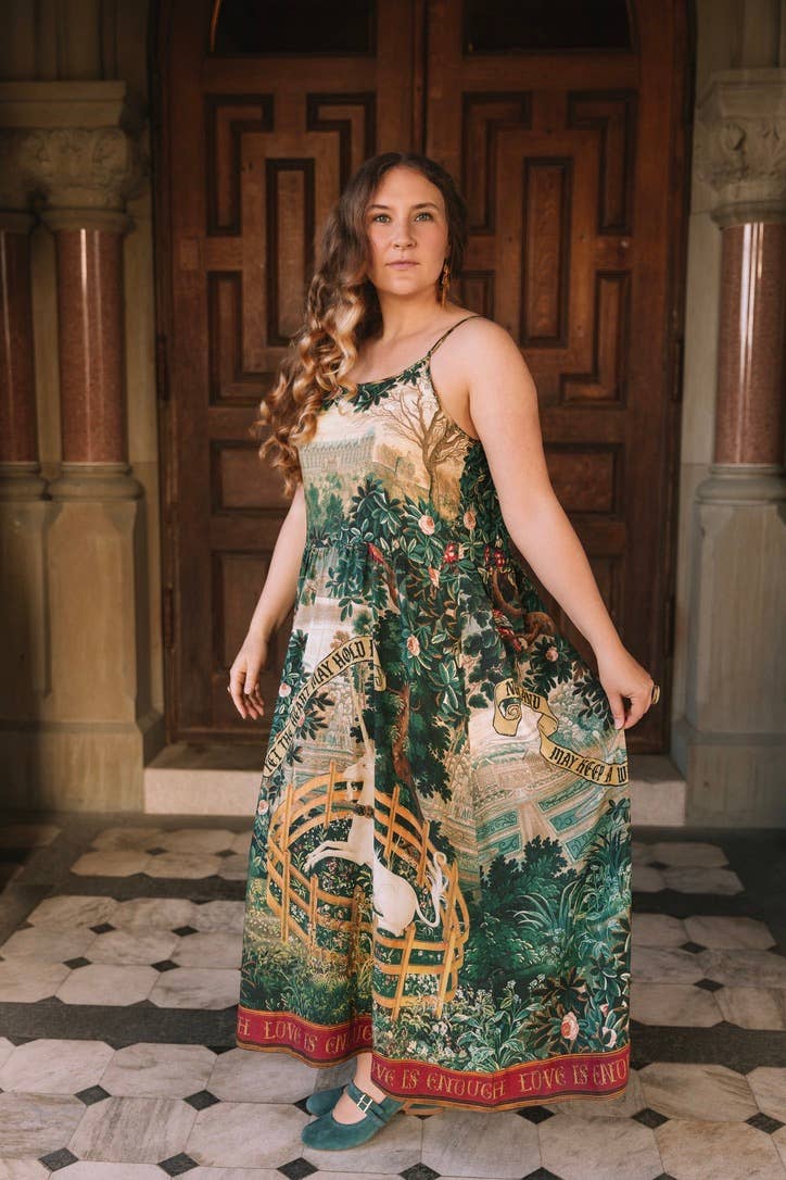 Pre-Order-Wildheart Bohéme Long Maxi Slip Dress w/ Unicorn & Castle: L/XL