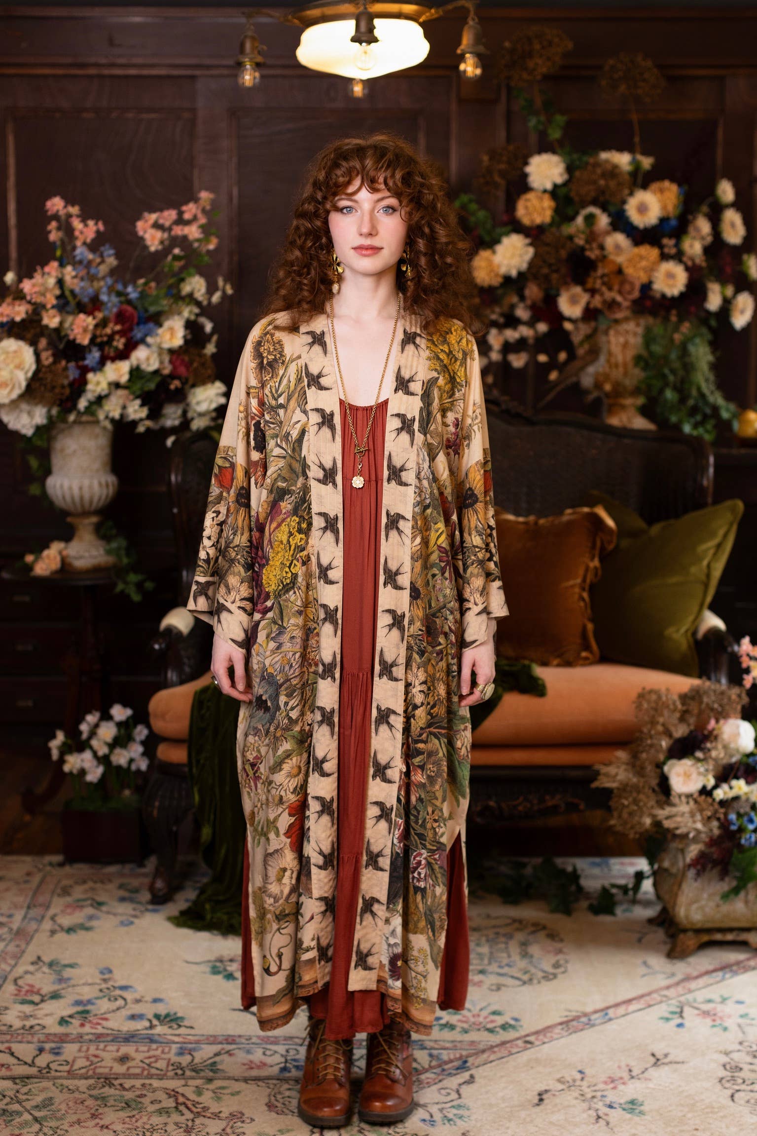 Coming Soon-Golden Hour Opera Duster Kimono Robe w/ boho floral print