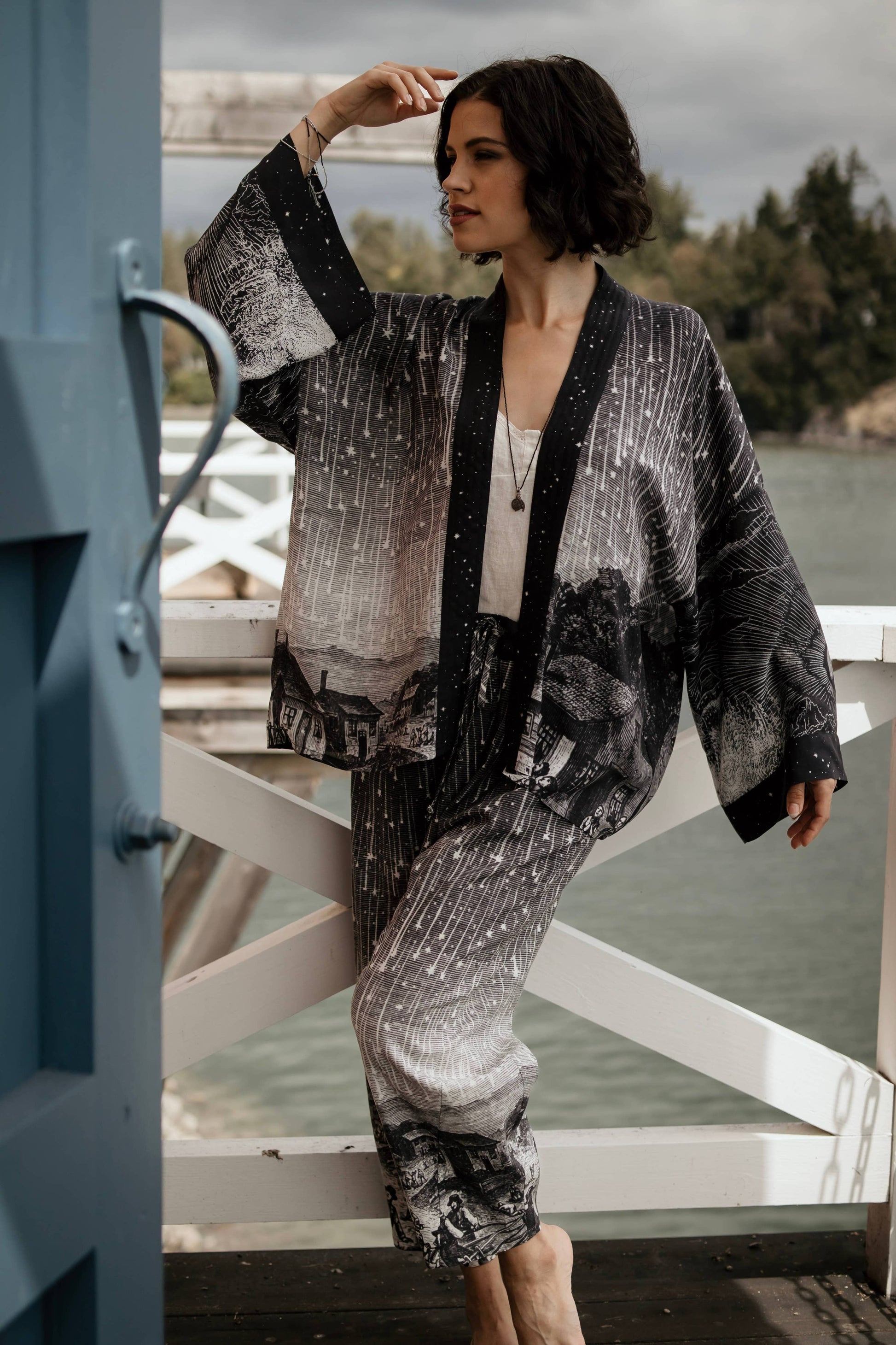 Stargazer Pixie Duster Cropped Kimono w/ Falling Stars